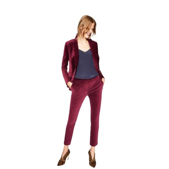 Boden Pants - Boden Cranberry Velvet Straight Leg Trousers 18L NWT